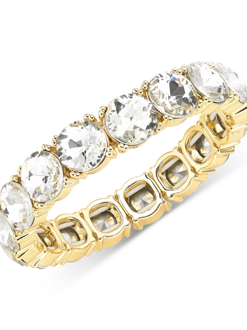 Gold Crystal Tennis Bracelet - Clear Crystal